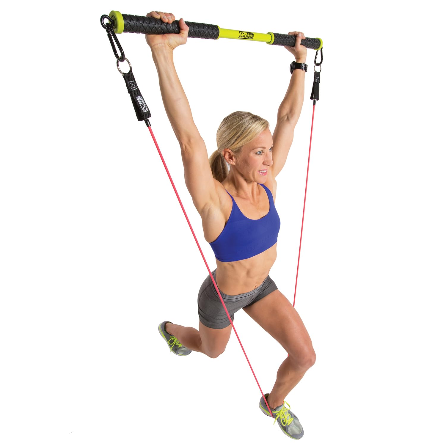 GoFit RAB Resist-A-Bar – Workout Resistance Band Bar for Home Gym, Portable Exercise Equipment, Black/Green, GF-RAB - Image 4